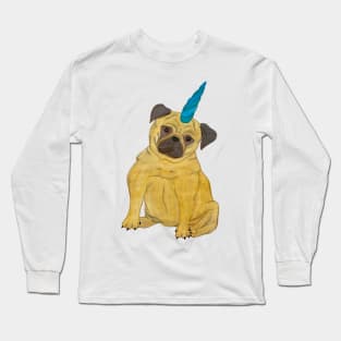 Uni-pug, Pug With Unicorn Horn Long Sleeve T-Shirt